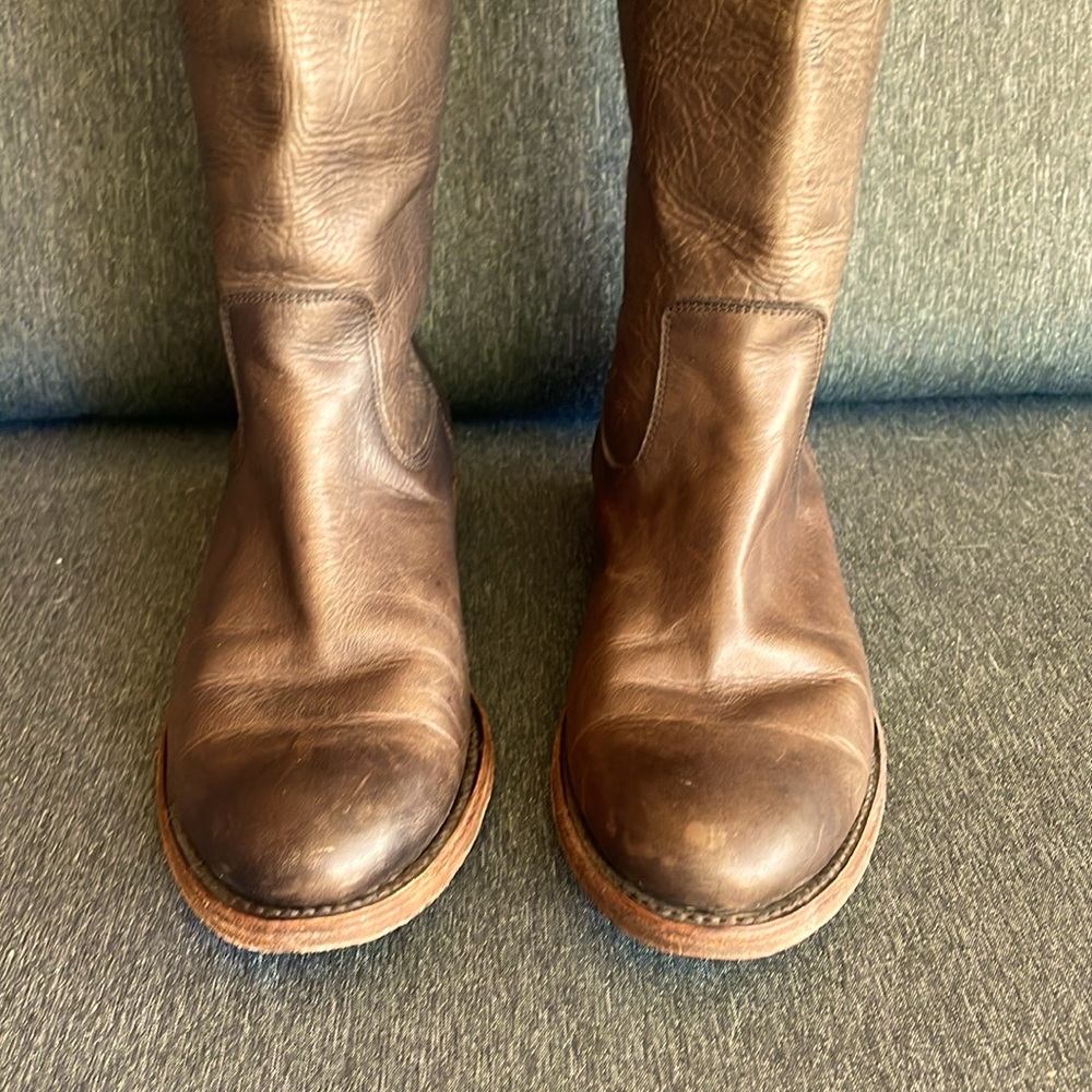 FRYE Jayden riding boots long brown oiled leather size US 8 - Picture 3 of 13